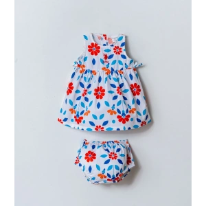 U.S POLO ASSN. KIZ BEBEK KÜLOTLU DOKUMA ELBİSE - MAVİ-TURUNCU