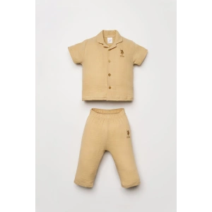 U.S.POLO ERKEK BEBEK GÖMLEK PİJAMA TAKIMI - KUM