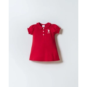 U.S POLO ASSN. KIZ BEBEK PİKE ELBİSE - KIRMIZI