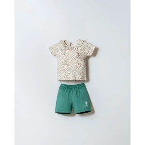 U.S POLO ASSN. KIZ BEBEK ŞORT T-SHIRT TAKIM - EKRU-YEŞİL