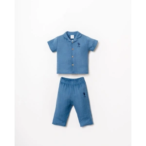 U.S.POLO ERKEK BEBEK GÖMLEK PİJAMA TAKIMI - İNDİGO