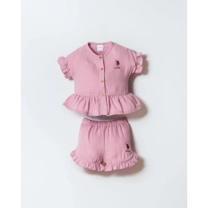 U.S POLO ASSN. KIZ BEBEK MÜSLİN 2 Lİ TAKIM - LİLA