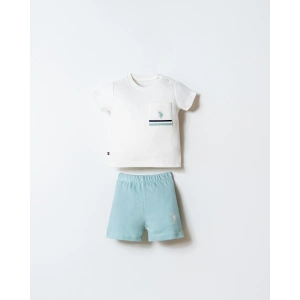 U.S.POLO ASSN. ERKEK BEBEK ŞORT T-SHIRT TAKIM - BEYAZ-SU YEŞİLİ