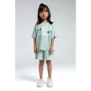 ANNE KIZ ÇOCUK ŞORT TAKIM - SU YEŞİLİ