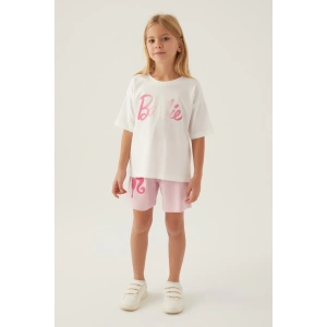 BARBIE KIZ ÇOCUK ŞORT TAKIM - KREM