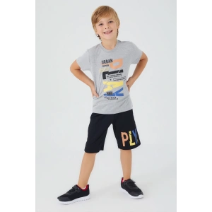 ERKEK ÇOCUK BERMUDA TAKIM - GRİ MELANJ