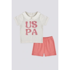 KIZ BEBEK 2 LI KISA KOL T-SHIRT TAKIM - KREM