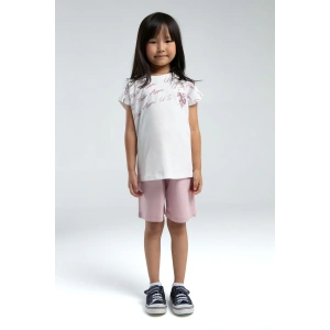 KIZ ÇOCUK BERMUDA TAKIM - BEYAZ/SOFT PEMBE