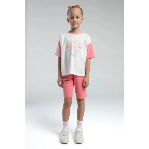 KIZ ÇOCUK BERMUDA TAKIM - BEYAZ/SOMON