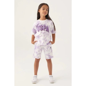 KIZ ÇOCUK BERMUDA TAKIM - KREM LAVANTA