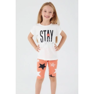 KIZ ÇOCUK BERMUDA TAYT TAKIM - KREM