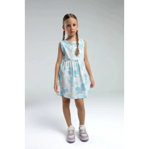 KIZ ÇOCUK ELBİSE - BEYAZ/AÇIK MAVİ