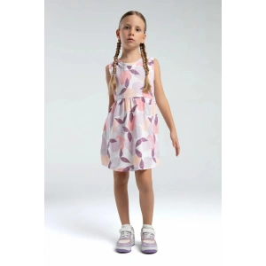 KIZ ÇOCUK ELBİSE - BEYAZ/SOMON