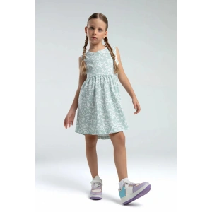 KIZ ÇOCUK ELBİSE - BEYAZ/SU YEŞİLİ