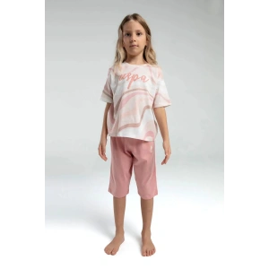 KIZ ÇOCUK KAPRİ TAKIM - BEYAZ/SOMON