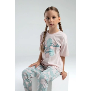 KIZ ÇOCUK PİJAMA TAKIMI - PUDRA