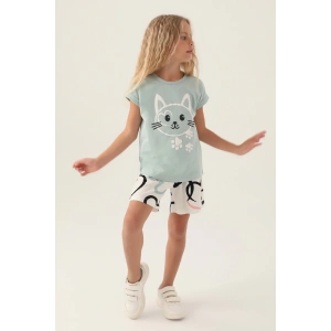 KIZ ÇOCUK ŞORT TAKIM - SU YEŞİLİ