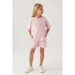 KIZ ÇOCUK ŞORT TAKIM - TOZ PEMBE