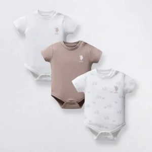 U.S POLO ASSN ERKEK BEBEK 3LÜ BODY SET - Beyaz