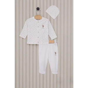 US POLO ERKEK BEBEK PATİKLİ 3LÜ TAKIM - KREM