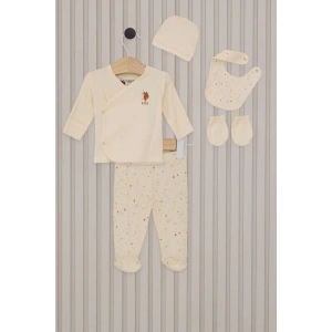 US POLO KIZ BEBEK 5LI ZIBIN SETİ - KREM