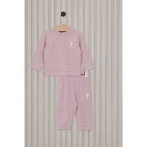 US POLO KIZ BEBEK UZUN KOL 2LI TAKIM - RETRO PEMBE