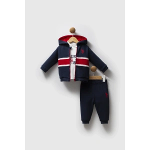 U.S.POLO ASSN ERKEK BEBEK 3LÜ TAKIM - LACİVERT/KIRMIZI