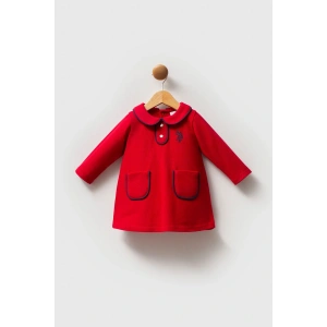 U.S.POLO ASSN KIZ BEBEK PİKE ELBİSE - KIRMIZI