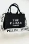The P+Bag El ve Omuz Büyük Çanta Siyah Çizgili