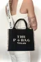 The P+Bag El ve Omuz Küçük Çanta Siyah Krem Çizgili