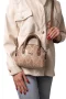 Kadın Suni Deri Omuz ve El Çantası Krem Yılan Derisi