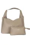 Kadın Suni Deri Omuz ve El Çantası Setli Bej