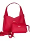 Kadın Suni Deri Omuz ve El Çantası Setli Kırmızı