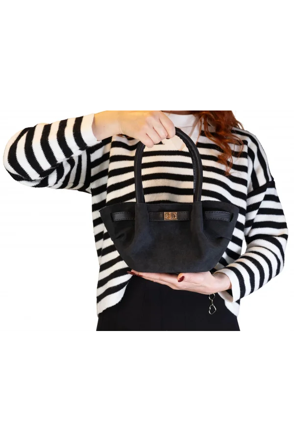 Nubuk El Omuz Kadın Çantası Siyah