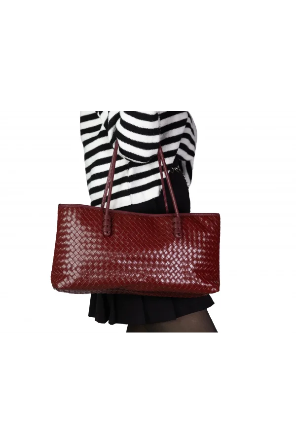 Karolu El Kol Kadın Çantası Kırmızı