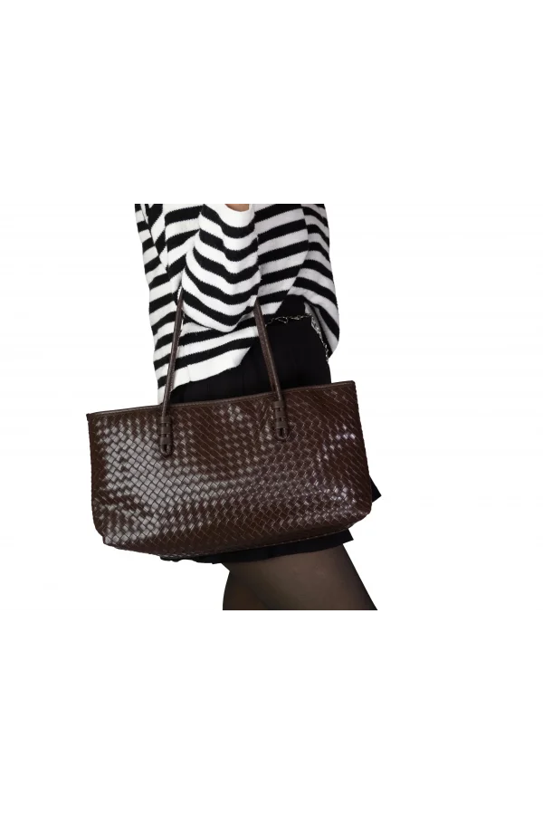 Karolu El Kol Kadın Çantası Kahverengi