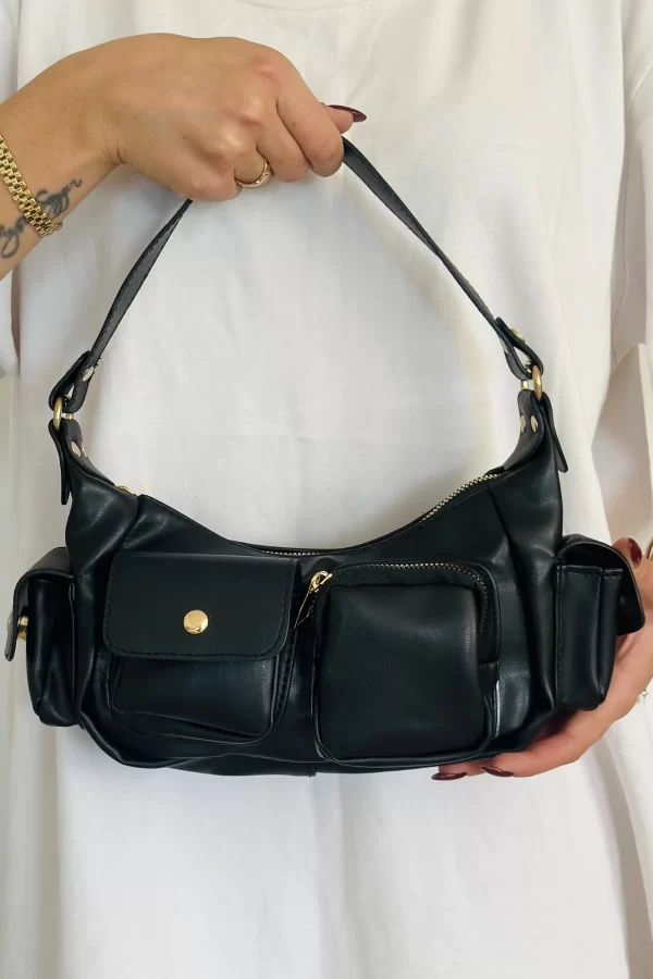 Cherry Baget Omuz Çantası Siyah