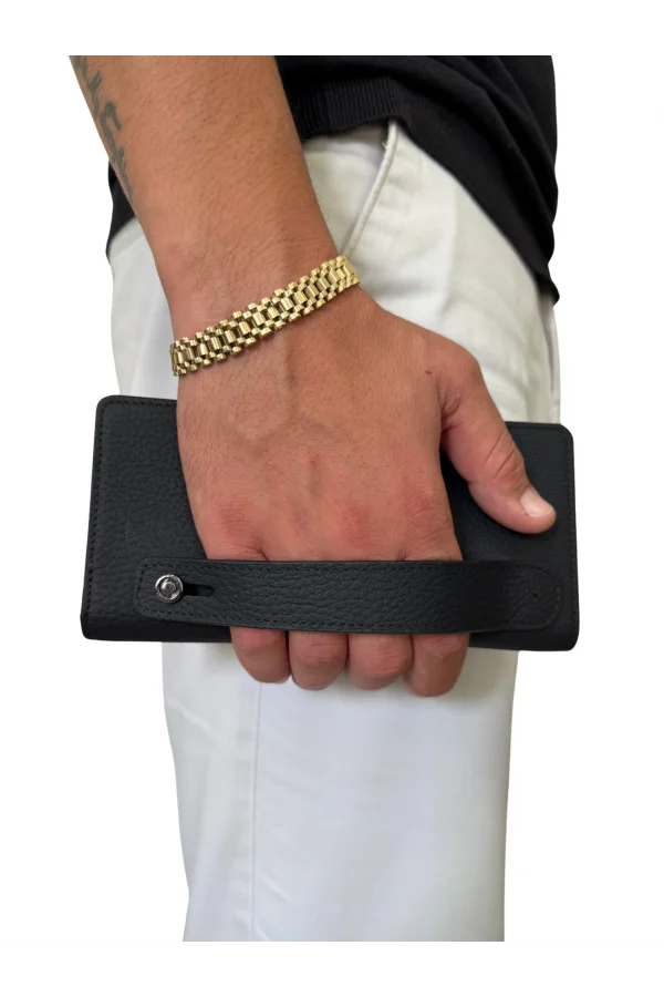 Erkek Suni Derisi El Çantası Siyah