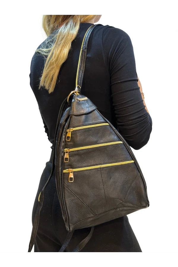 Kadın Hakiki Deri Maymun Model Sırt Çantası Siyah