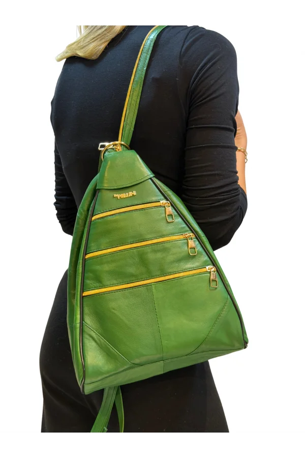 Kadın Hakiki Deri Maymun Model Sırt Çantası Yeşil