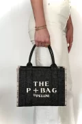 The P+Bag El ve Omuz Küçük Çanta Koyu Gri