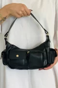 Cherry Baget Omuz Çantası Siyah