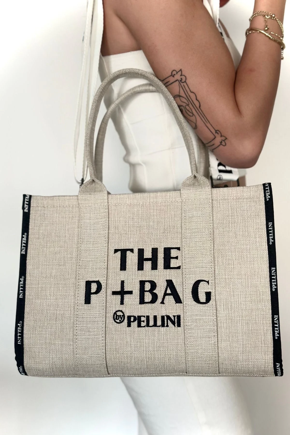 The P+Bag El ve Omuz Büyük Çanta Krem