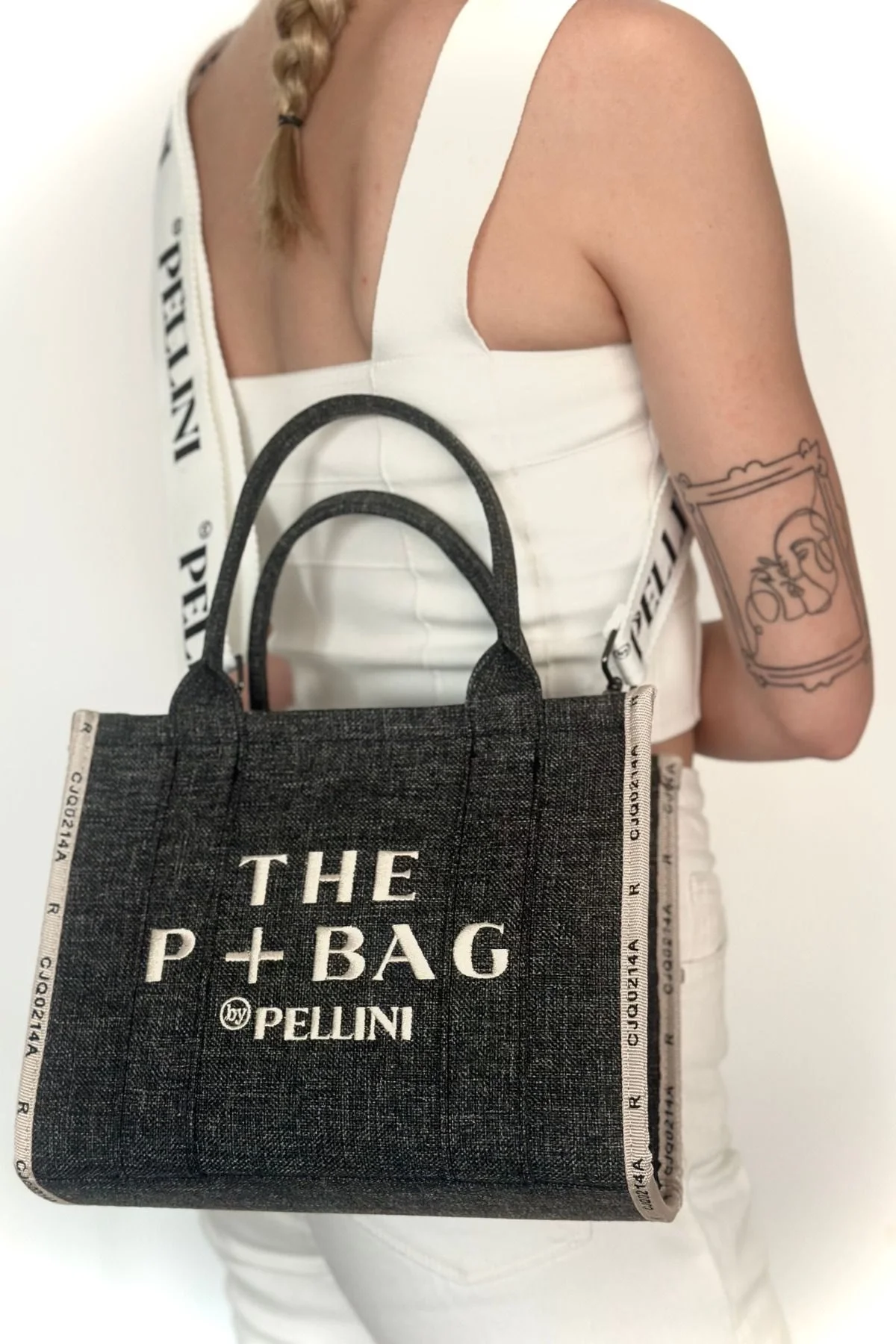 The P+Bag El ve Omuz Küçük Çanta Koyu Gri