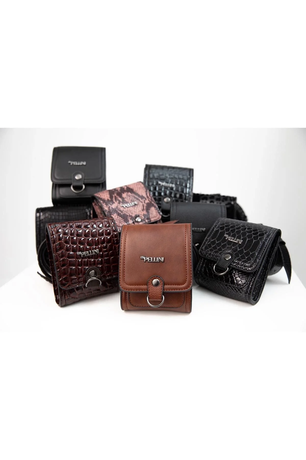 Kadın Suni Deri Kemerli Çanta Kahverengi Kabartma Croco Deri