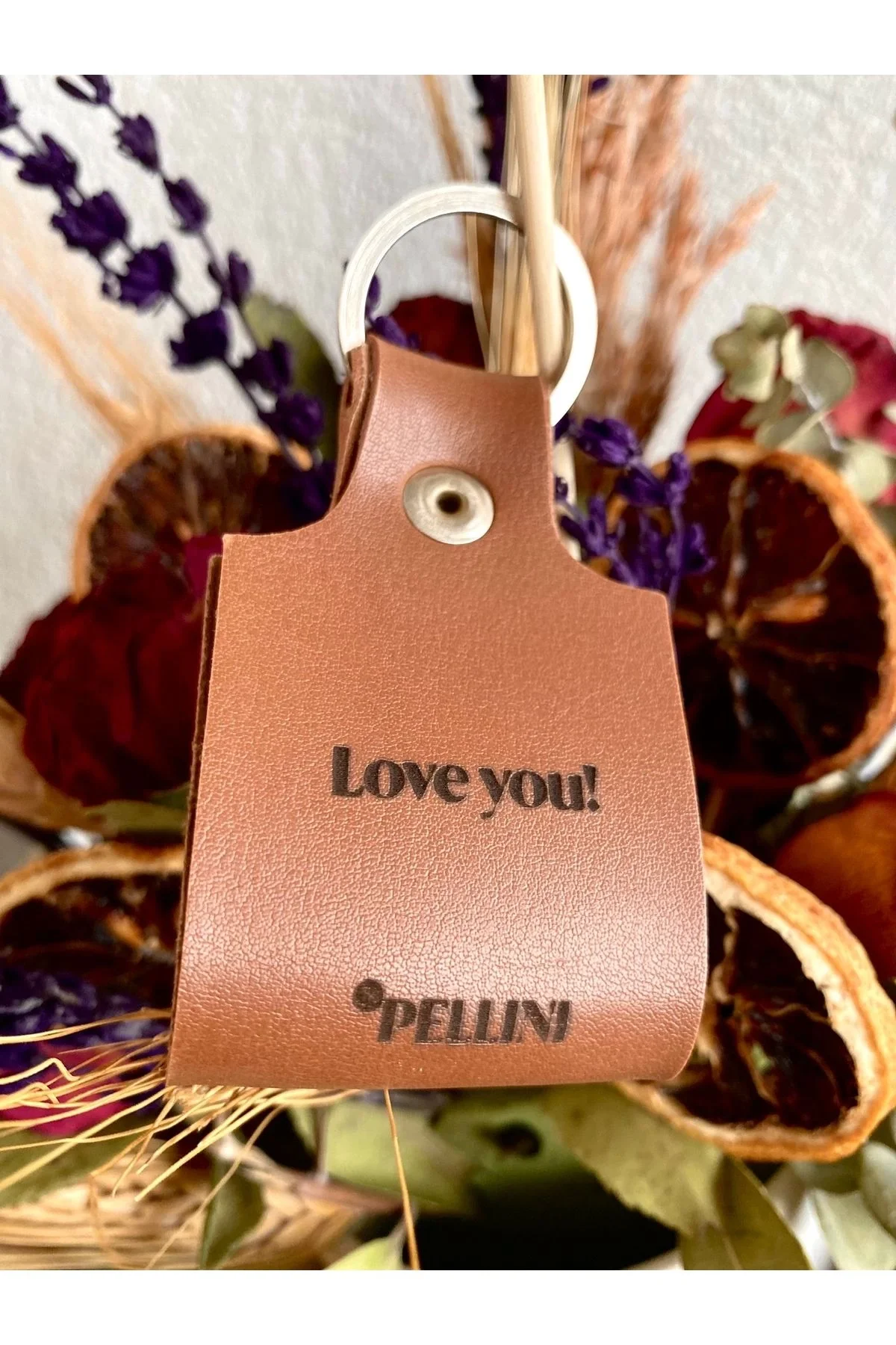 Zarif Suni Deri Kişiye Özel Anahtarlık