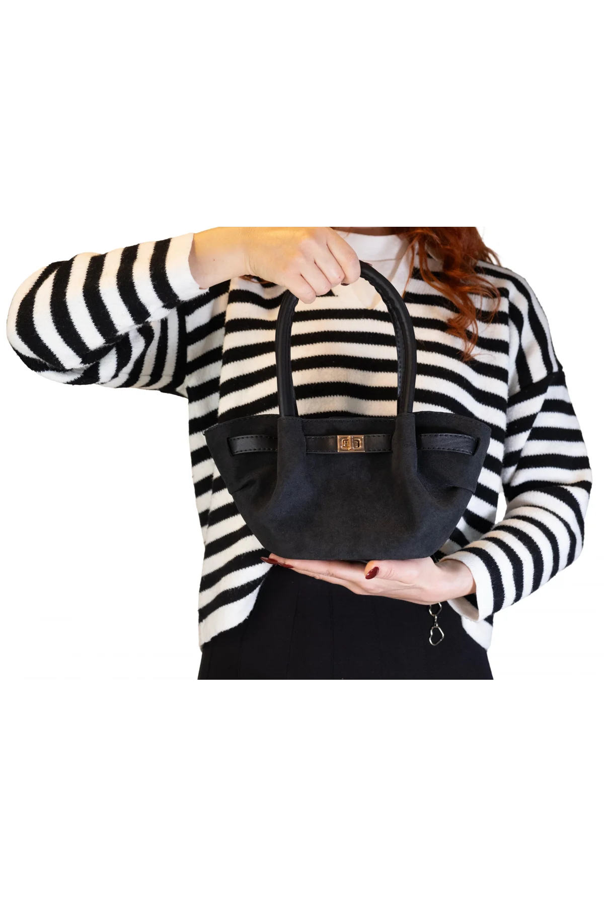 Nubuk El Omuz Kadın Çantası Siyah