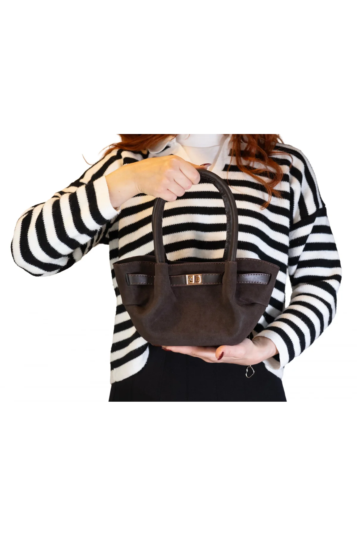 Nubuk El Omuz Kadın Çantası Bordo