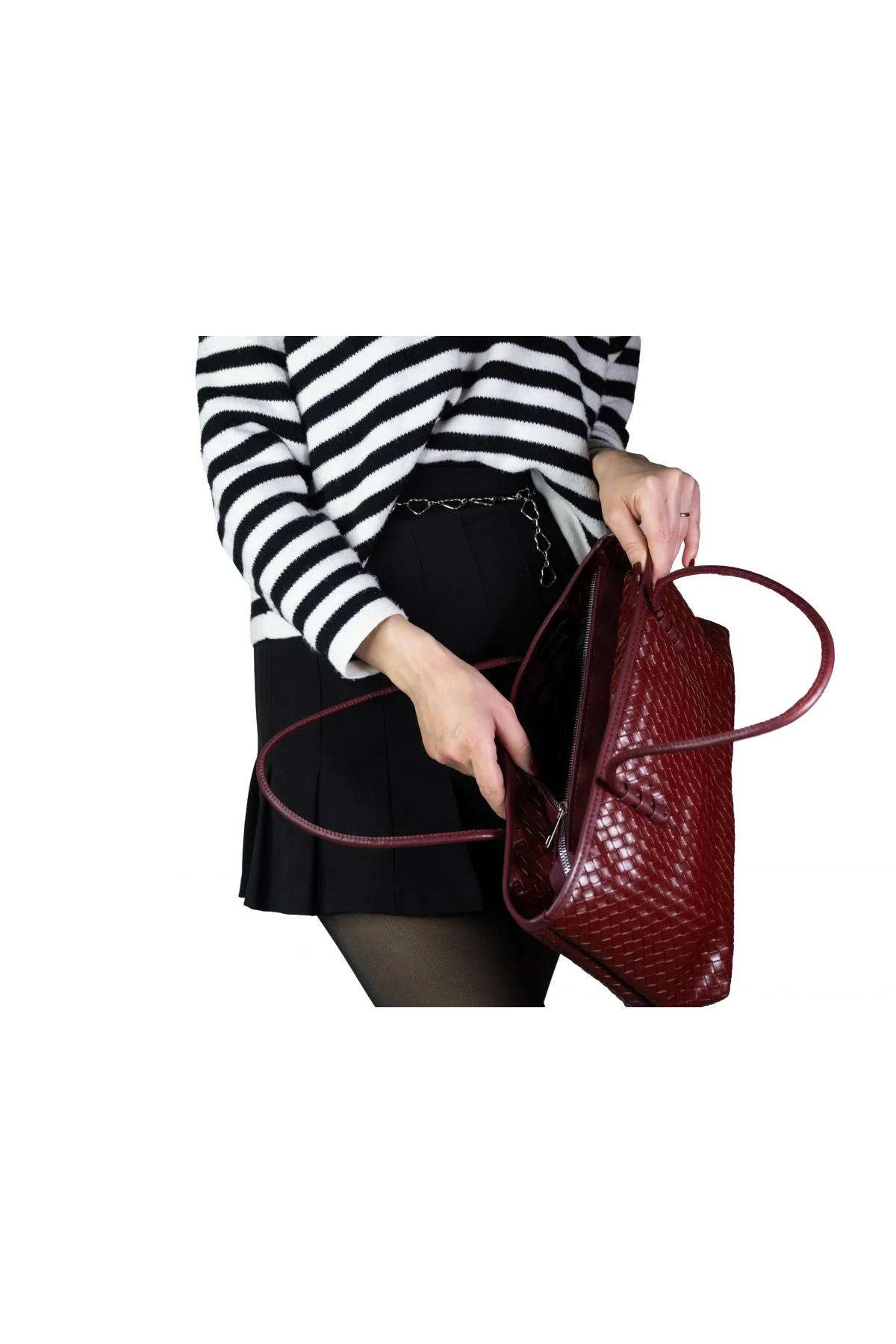 Karolu El Kol Kadın Çantası Kırmızı