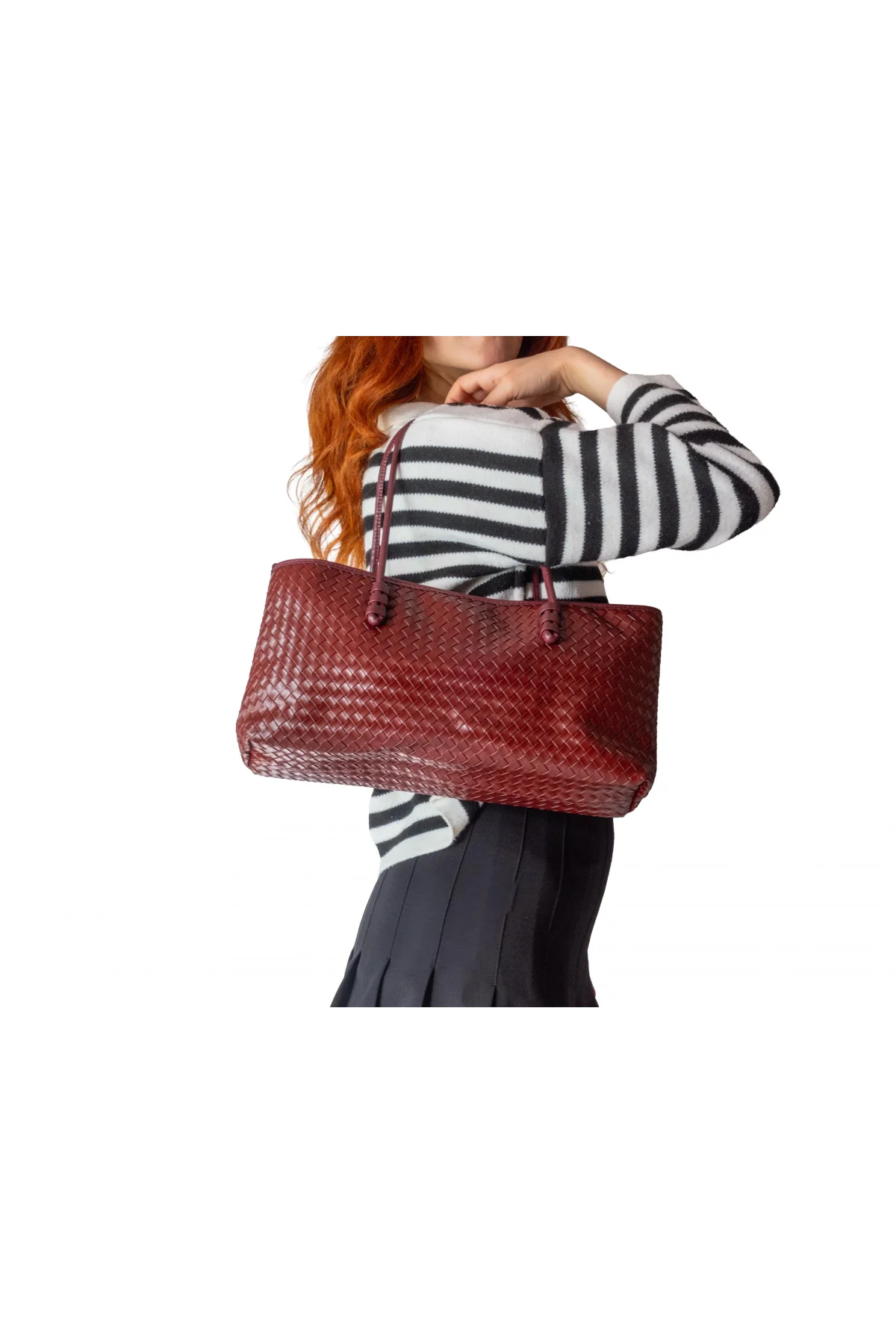 Karolu El Kol Kadın Çantası Kırmızı